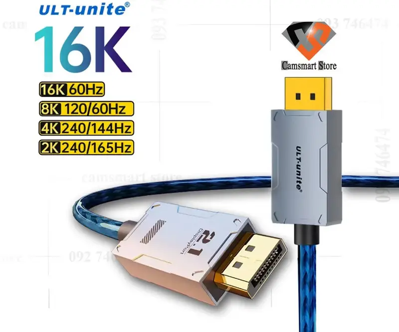 کابل دیسپلی پورت گیمینگ 2.1 حرفه‌ای | 16K 60Hz, 8K 120Hz Ultra HD Gaming برای PC و لپ‌تا